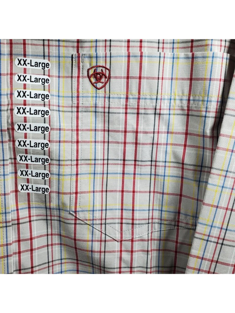 Ariat Pro Series Mens XXLarge Plaid Long Sleeve Button Shirt Tan XXL 2XL - Picture 3 of 16